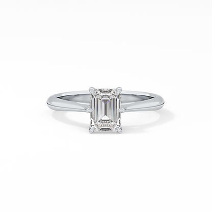 Emerald Solitaire Lab Grown Diamond Engagement Ring