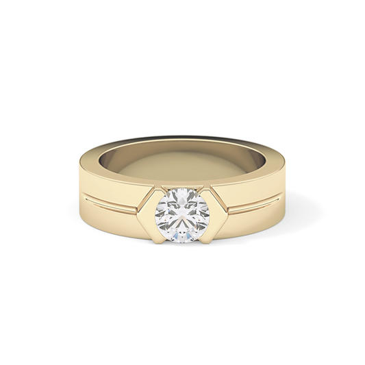 Round Cut 0.59 Carat Moissanite Men's Wedding Band – Tenison Setting & Solitaire Style in Gold 9