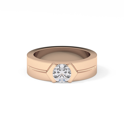 Round Cut 0.59 Carat Moissanite Men's Wedding Band – Tenison Setting & Solitaire Style in Gold 17