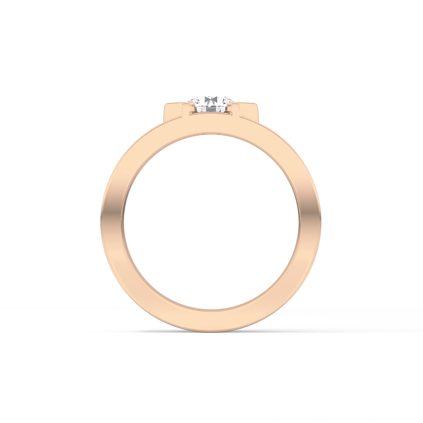 Round Cut 0.59 Carat Moissanite Men's Wedding Band – Tenison Setting & Solitaire Style in Gold 24