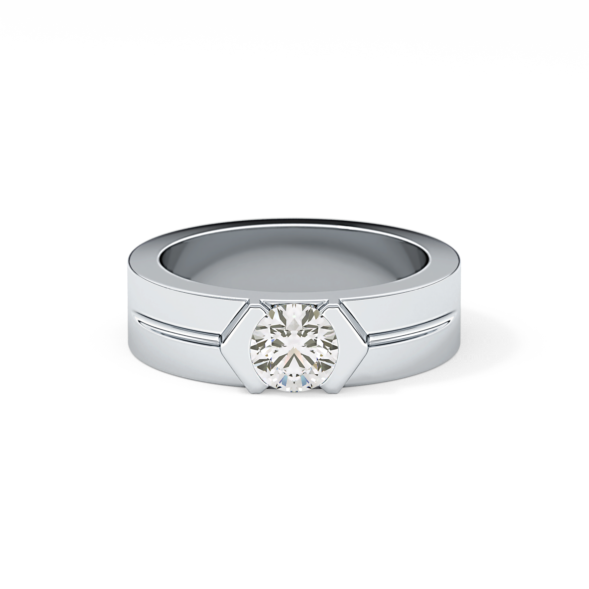 Round Cut 0.59 Carat Moissanite Men's Wedding Band – Tenison Setting & Solitaire Style in Gold 1