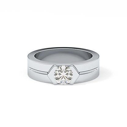 Round Cut 0.59 Carat Moissanite Men's Wedding Band – Tenison Setting & Solitaire Style in Gold 1