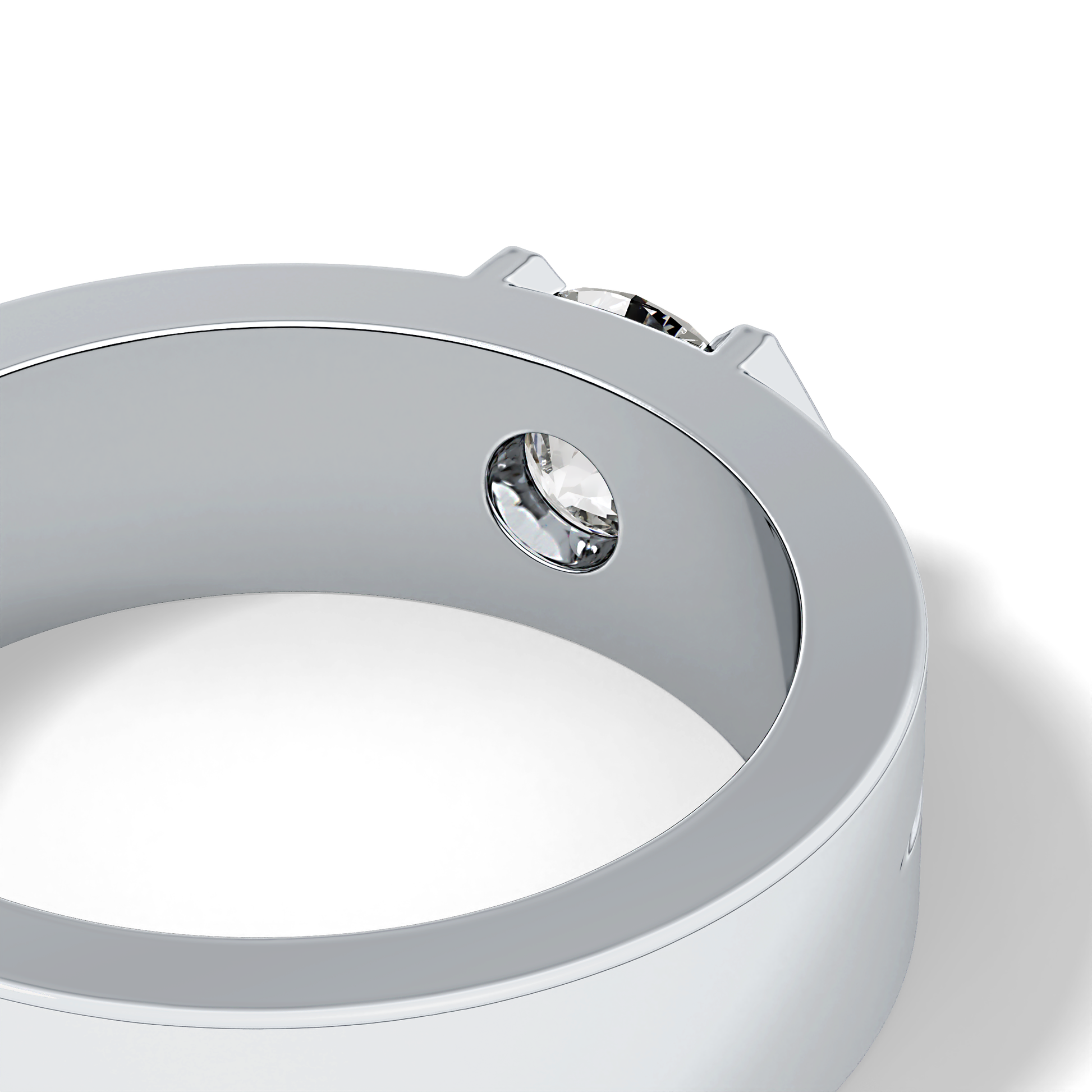 Round Cut 0.59 Carat Moissanite Men's Wedding Band – Tenison Setting & Solitaire Style in Gold 6