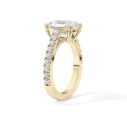 Emerald Pave Lab Grown Diamond Engagement Ring