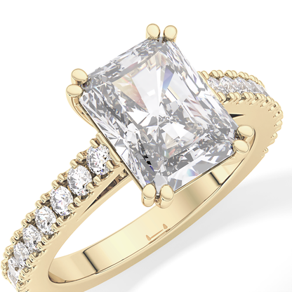 Emerald Pave Lab Grown Diamond Engagement Ring