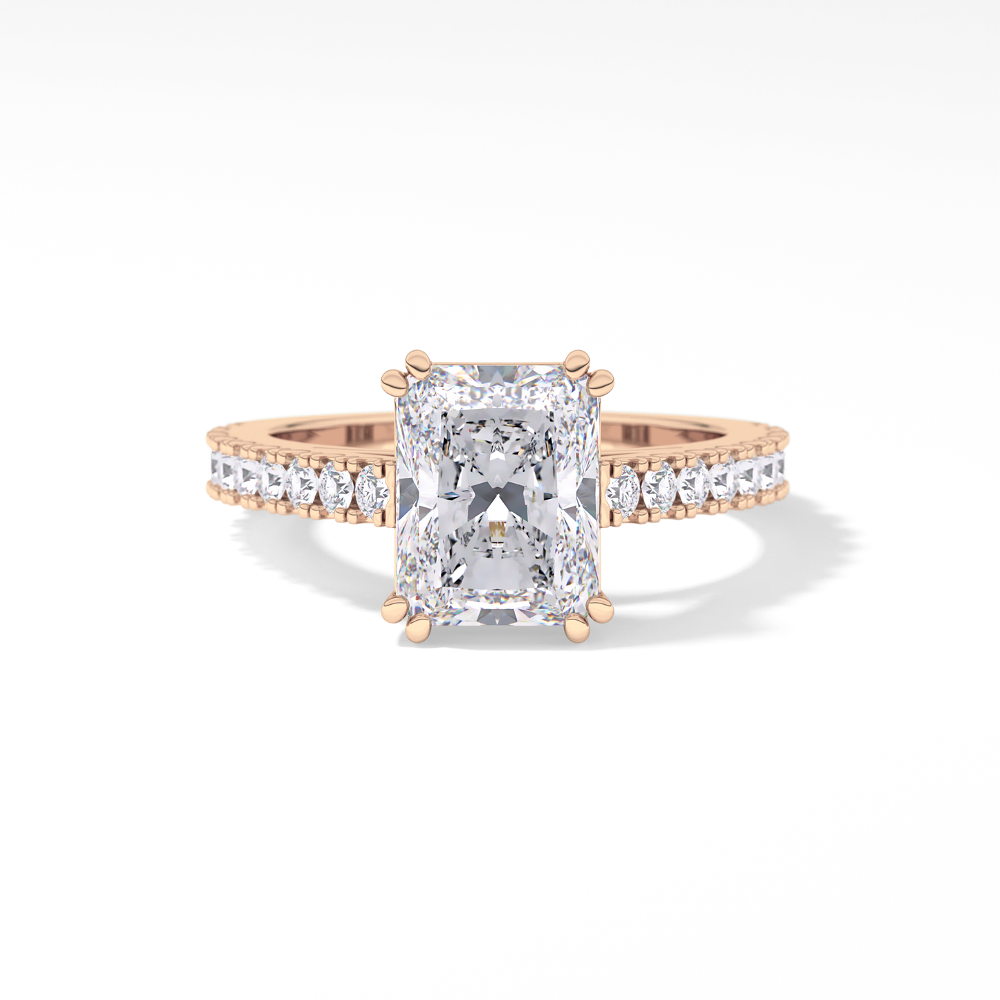 Emerald Pave Lab Grown Diamond Engagement Ring