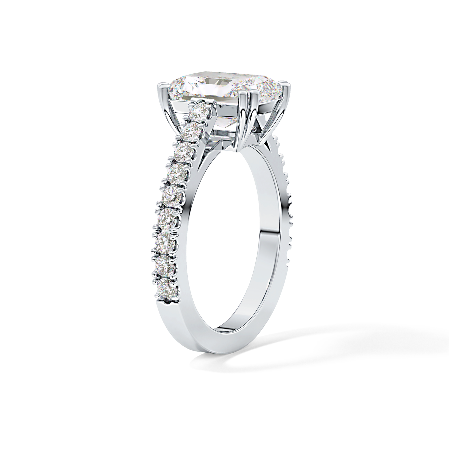 Emerald Pave Lab Grown Diamond Engagement Ring