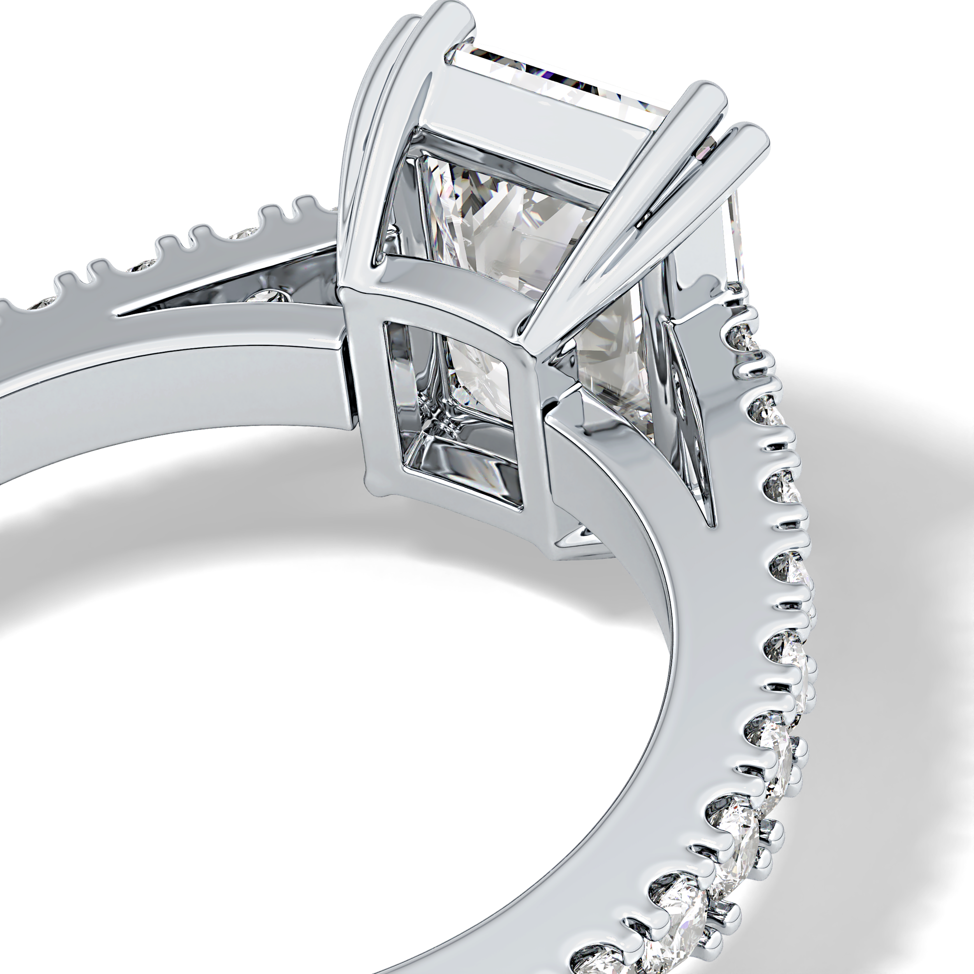 Emerald Pave Lab Grown Diamond Engagement Ring