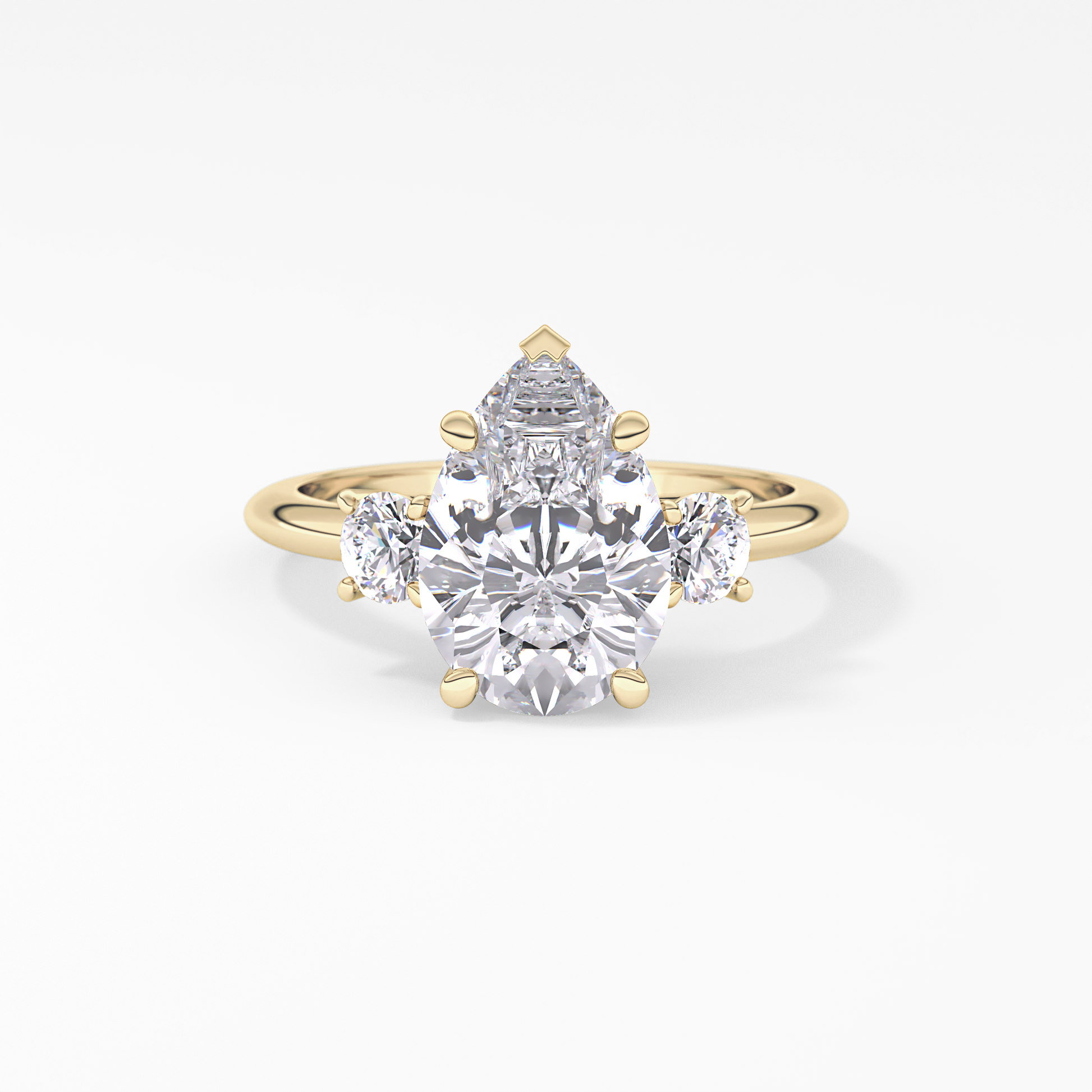 Pear Three Stone Lab Grown Diamond Engagement Ring