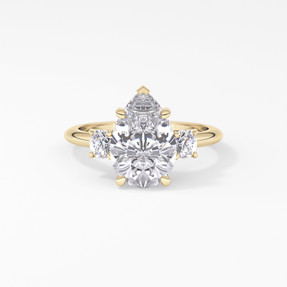 Pear Three Stone Lab Grown Diamond Engagement Ring
