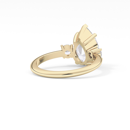 Pear Three Stone Lab Grown Diamond Engagement Ring