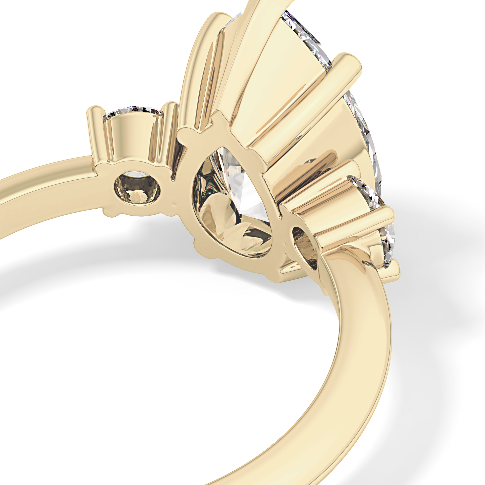 Pear Three Stone Lab Grown Diamond Engagement Ring
