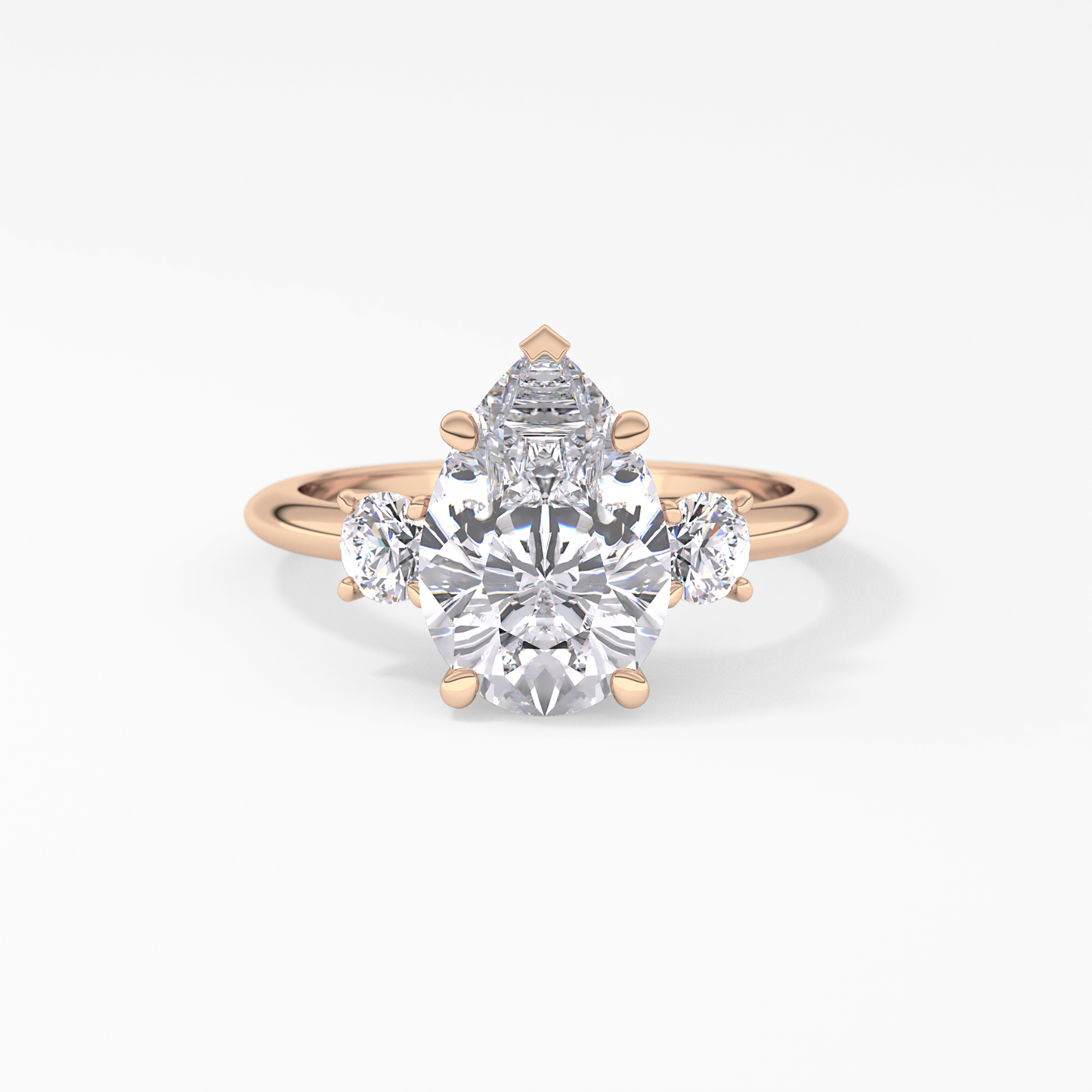 Pear Three Stone Lab Grown Diamond Engagement Ring