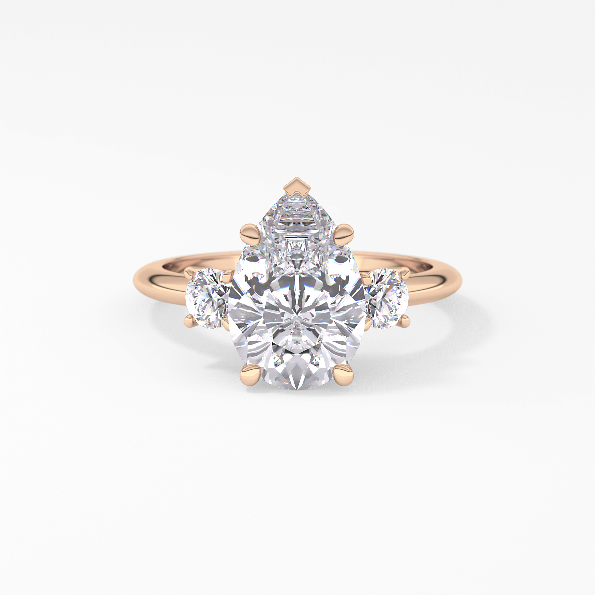 Pear Three Stone Lab Grown Diamond Engagement Ring