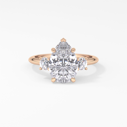 Pear Three Stone Lab Grown Diamond Engagement Ring
