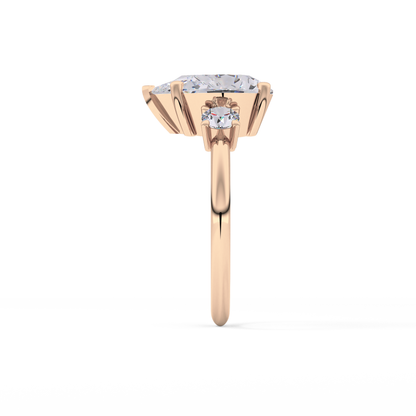 Pear Three Stone Lab Grown Diamond Engagement Ring
