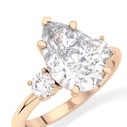 Pear Three Stone Lab Grown Diamond Engagement Ring