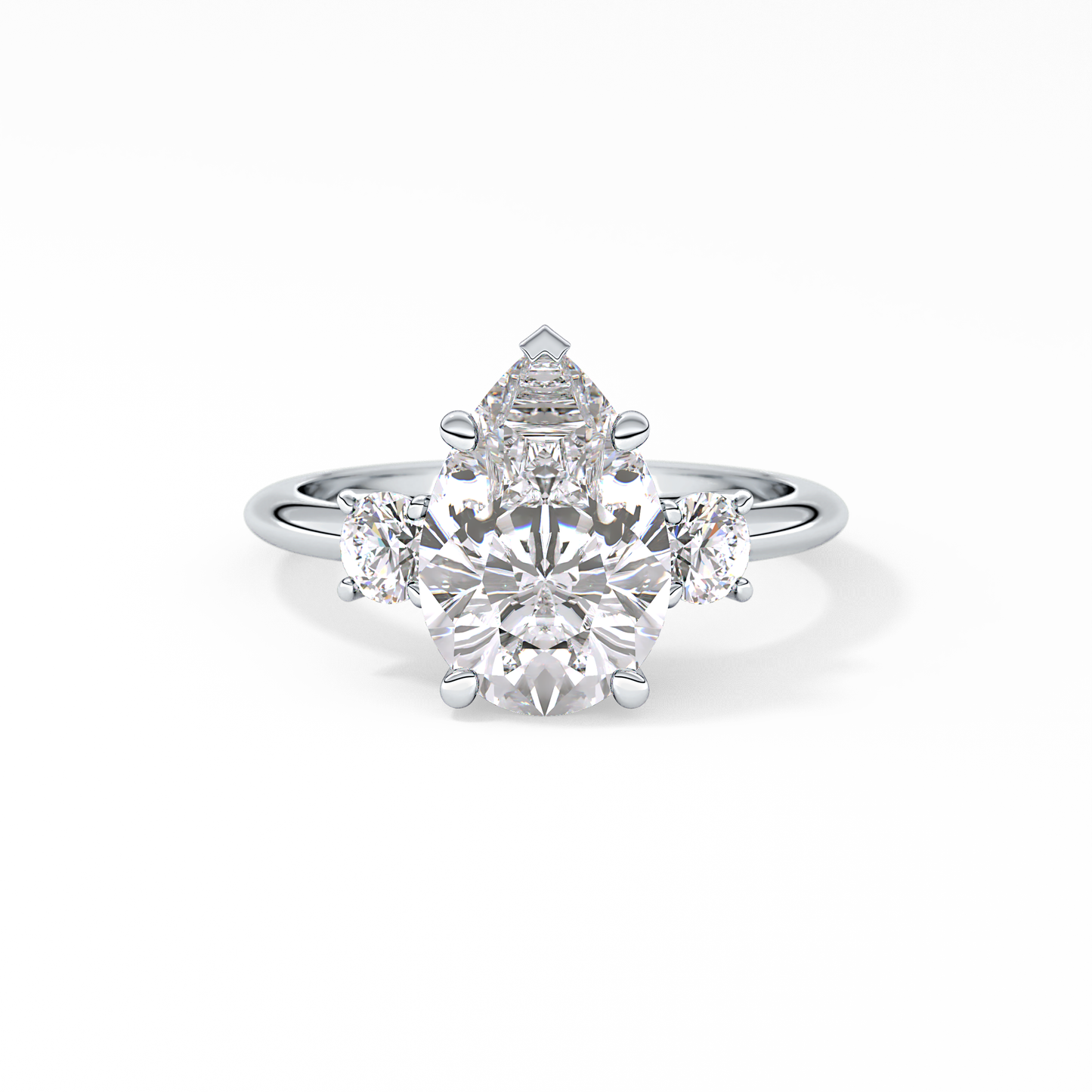 Pear Three Stone Lab Grown Diamond Engagement Ring
