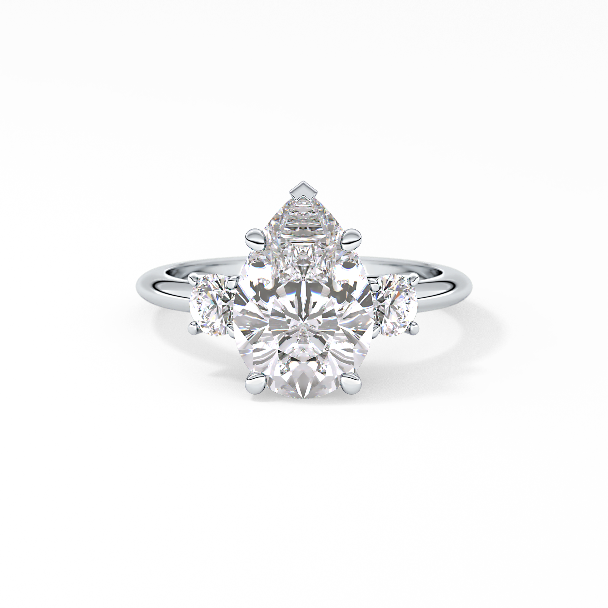 Pear Three Stone Lab Grown Diamond Engagement Ring