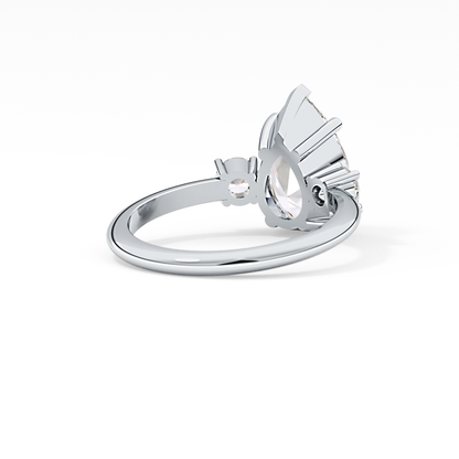 Pear Three Stone Lab Grown Diamond Engagement Ring