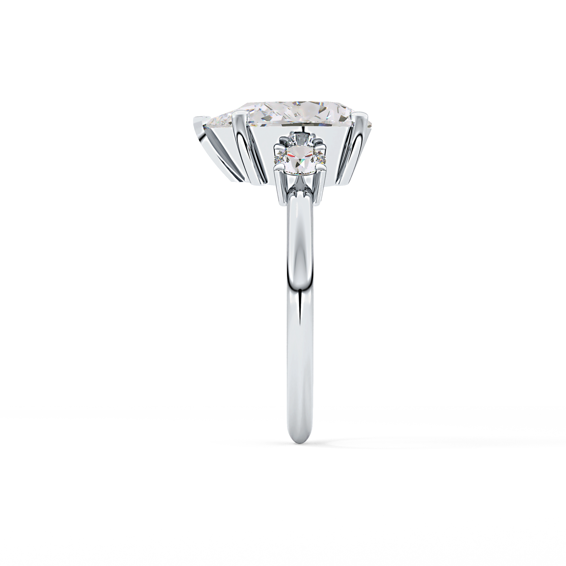 Pear Three Stone Lab Grown Diamond Engagement Ring