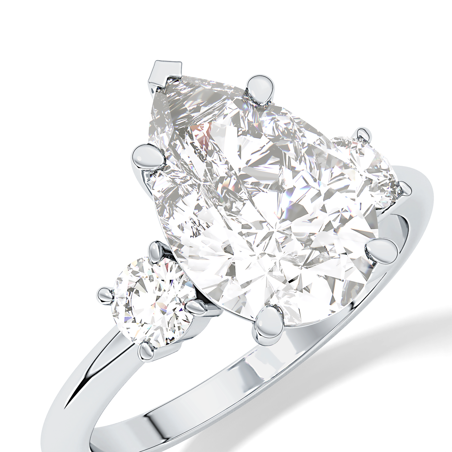 Pear Three Stone Lab Grown Diamond Engagement Ring