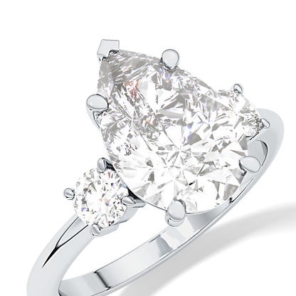 Pear Three Stone Lab Grown Diamond Engagement Ring