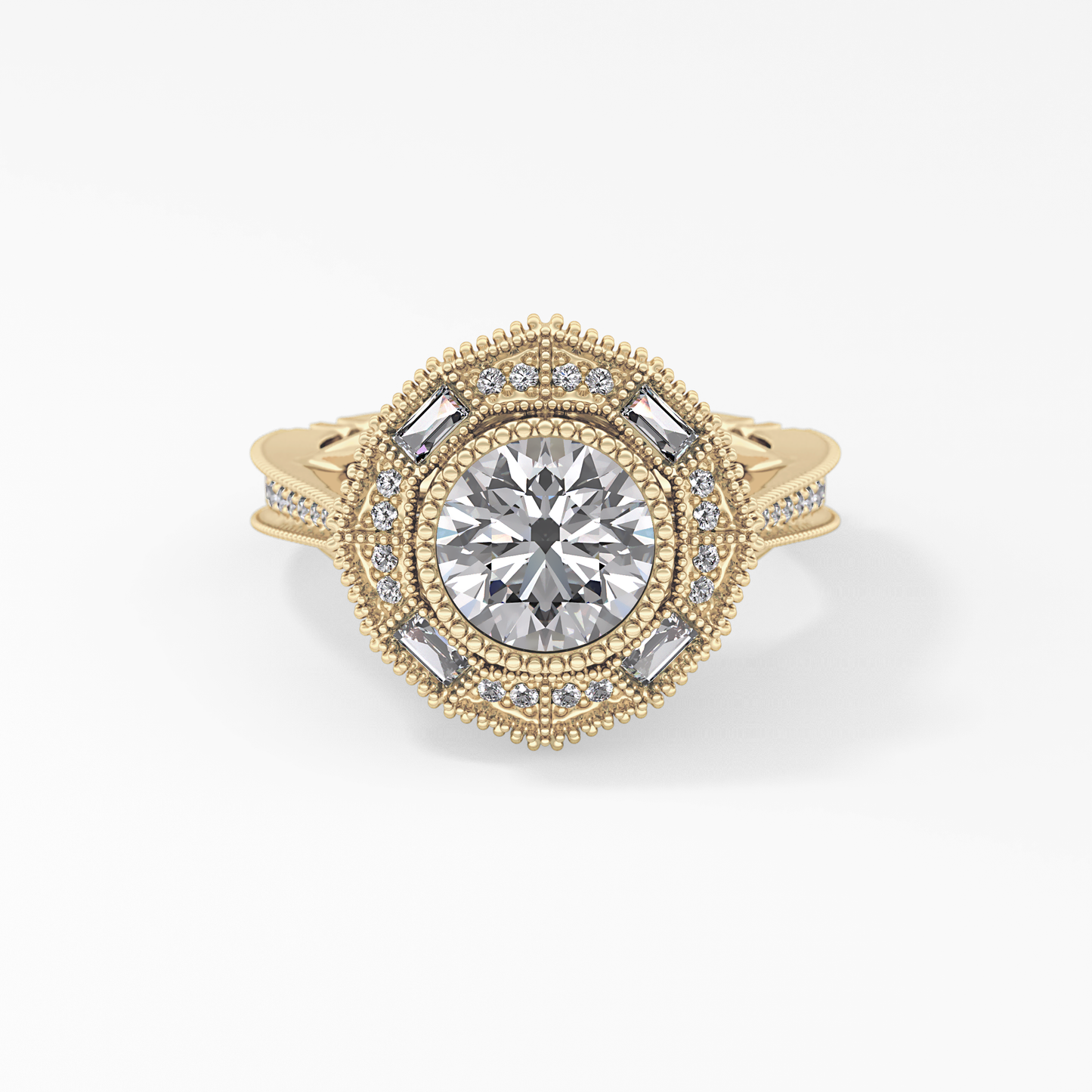 Round Cluster Lab Grown Diamond Engagement Ring