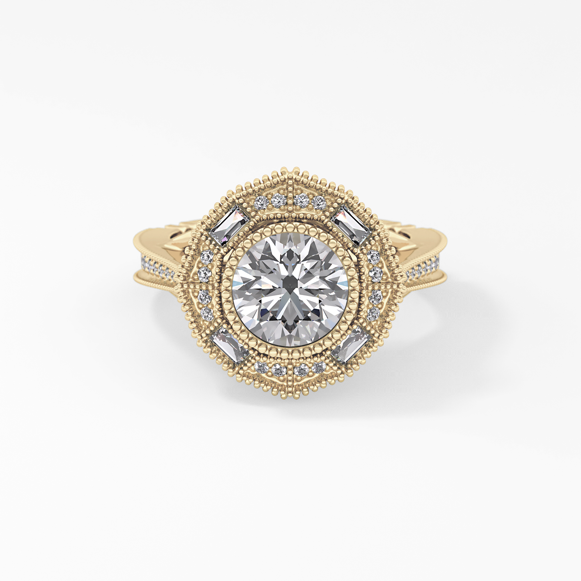 Round Cluster Lab Grown Diamond Engagement Ring