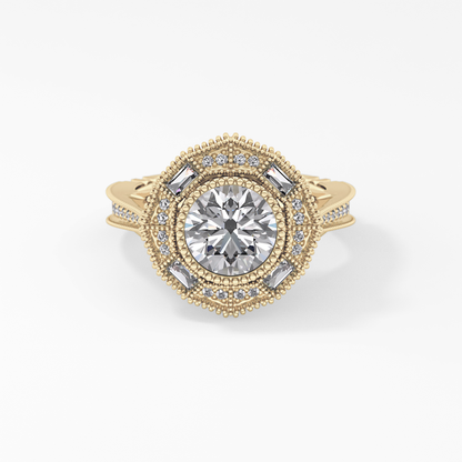Round Cluster Lab Grown Diamond Engagement Ring