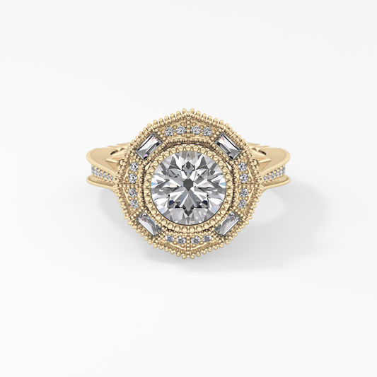 Round Cluster Lab Grown Diamond Engagement Ring