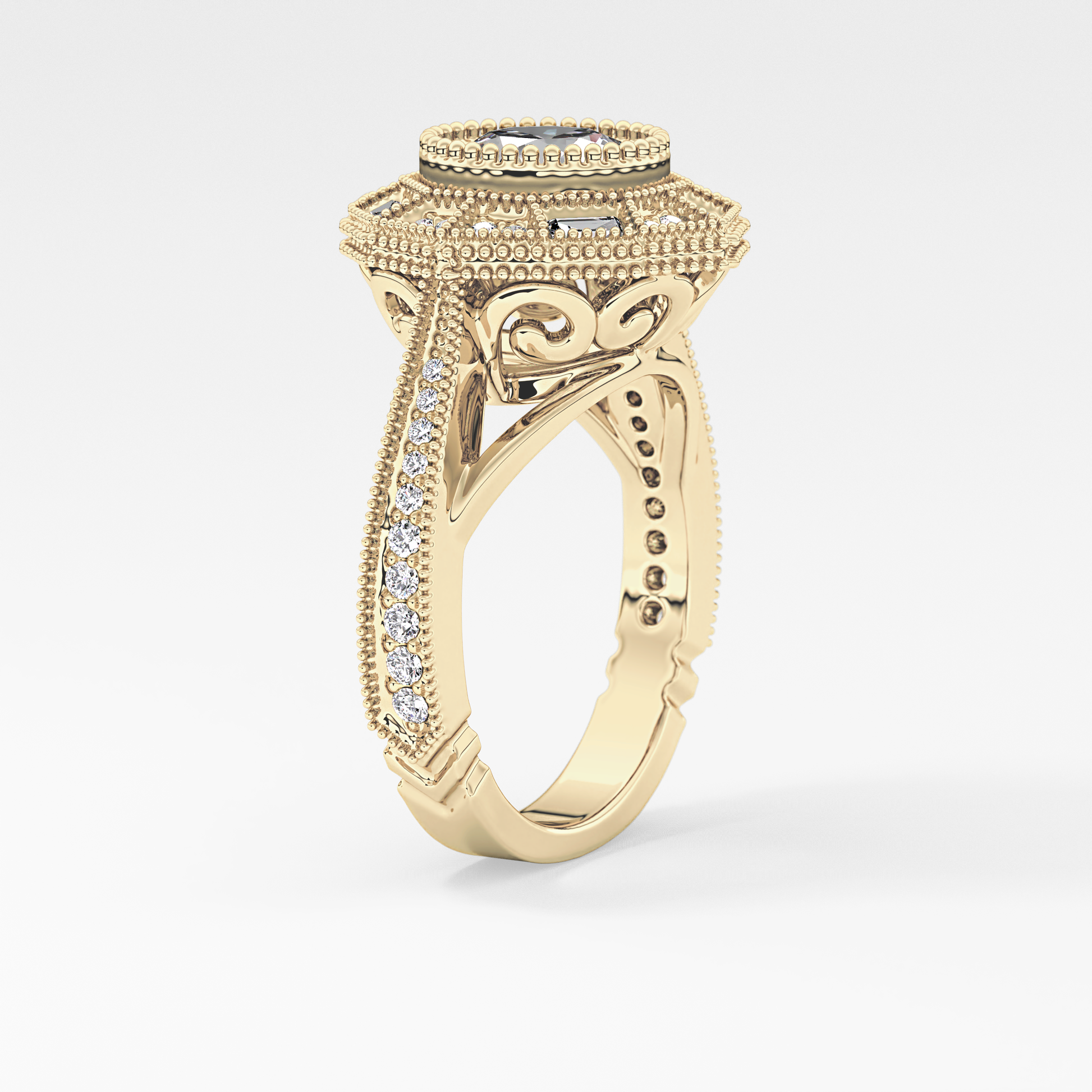 Round Cluster Lab Grown Diamond Engagement Ring