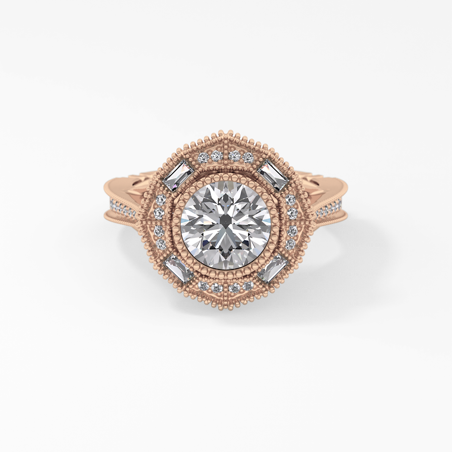 Round Cluster Lab Grown Diamond Engagement Ring