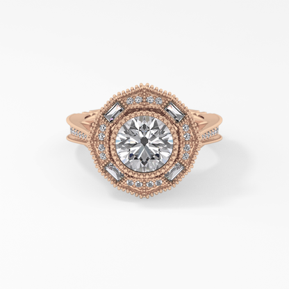 Round Cluster Lab Grown Diamond Engagement Ring