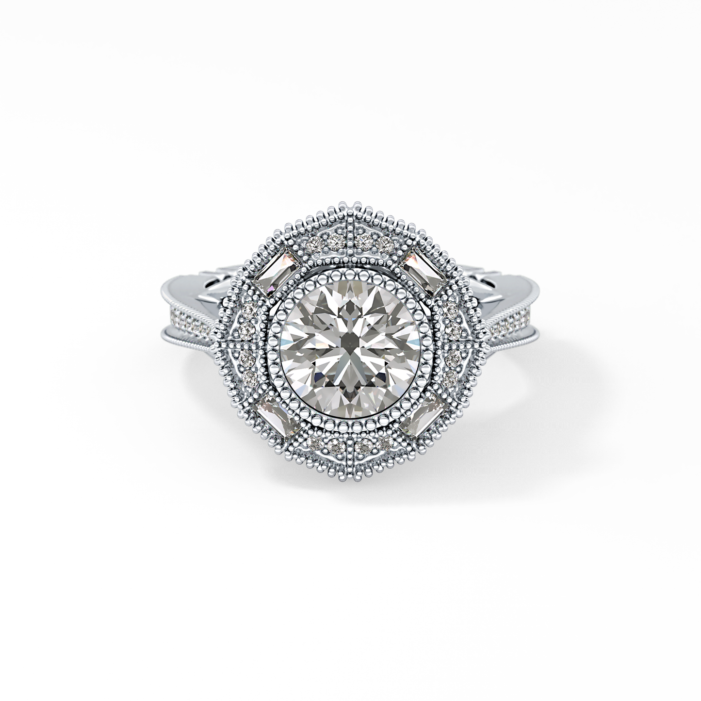 Round Cluster Lab Grown Diamond Engagement Ring