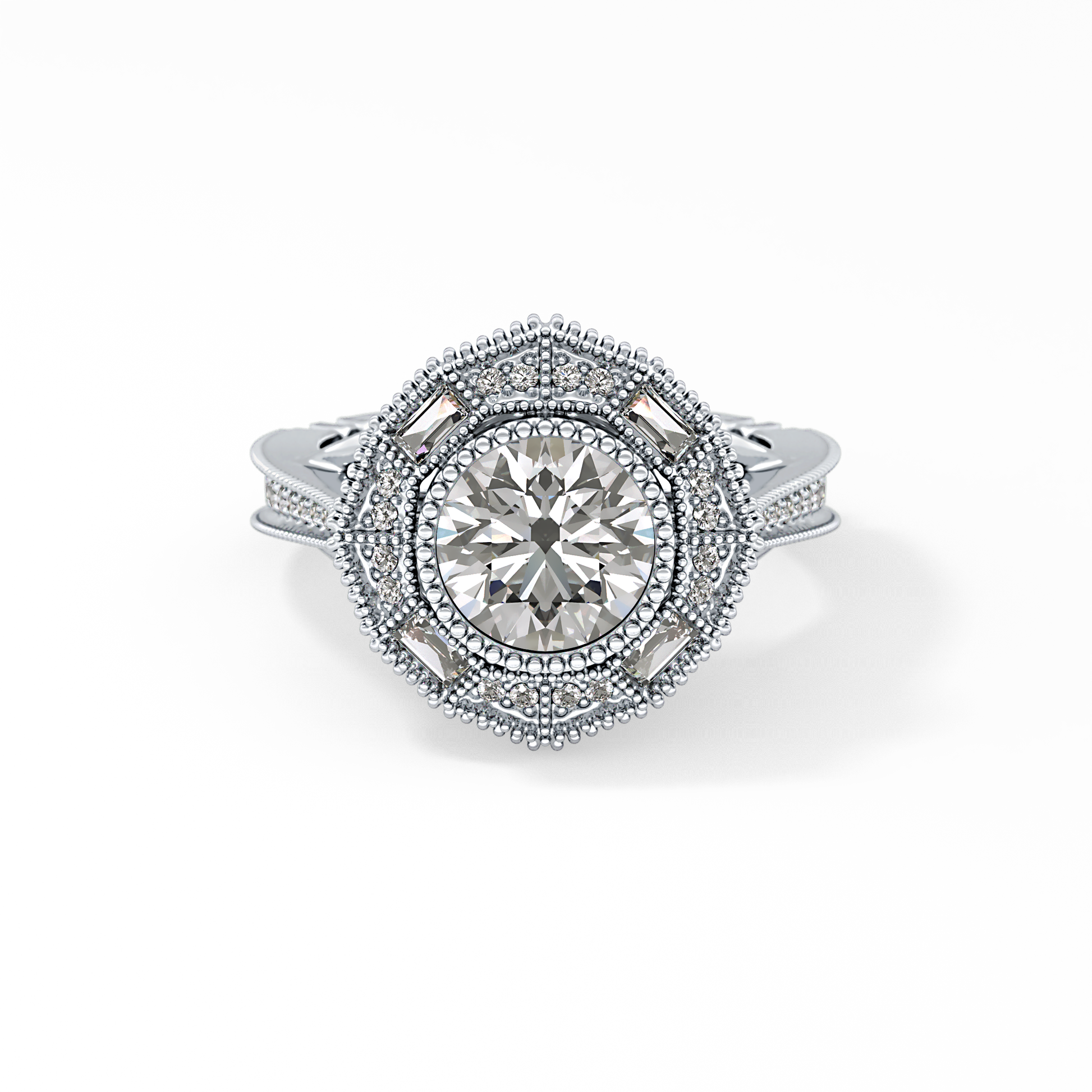 Round Cluster Lab Grown Diamond Engagement Ring