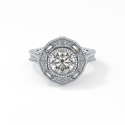Round Cluster Lab Grown Diamond Engagement Ring