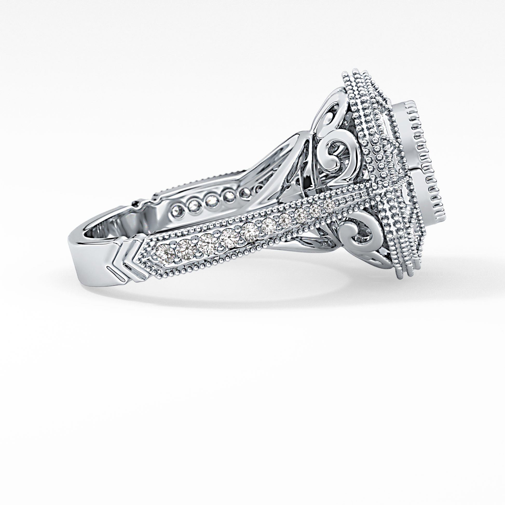 Round Cluster Lab Grown Diamond Engagement Ring
