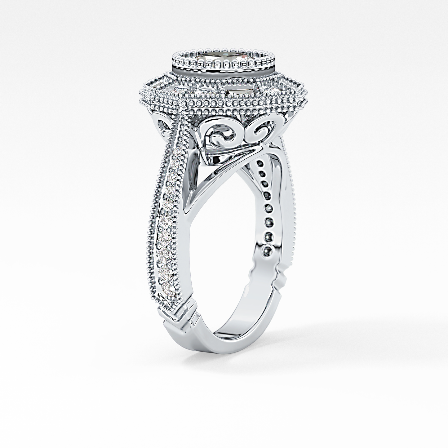 Round Cluster Lab Grown Diamond Engagement Ring