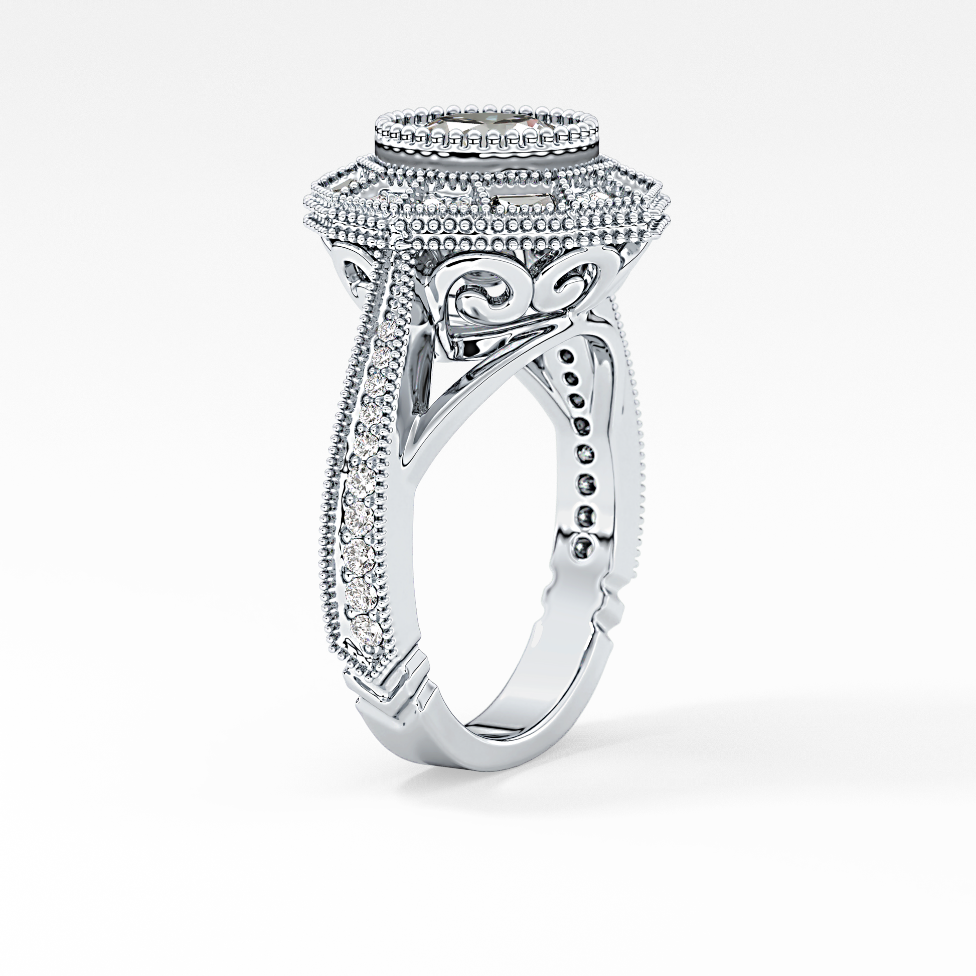 Round Cluster Lab Grown Diamond Engagement Ring