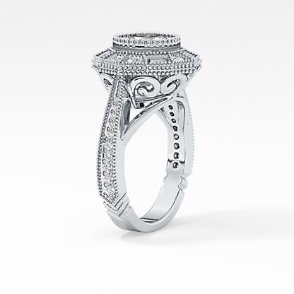 Round Cluster Lab Grown Diamond Engagement Ring