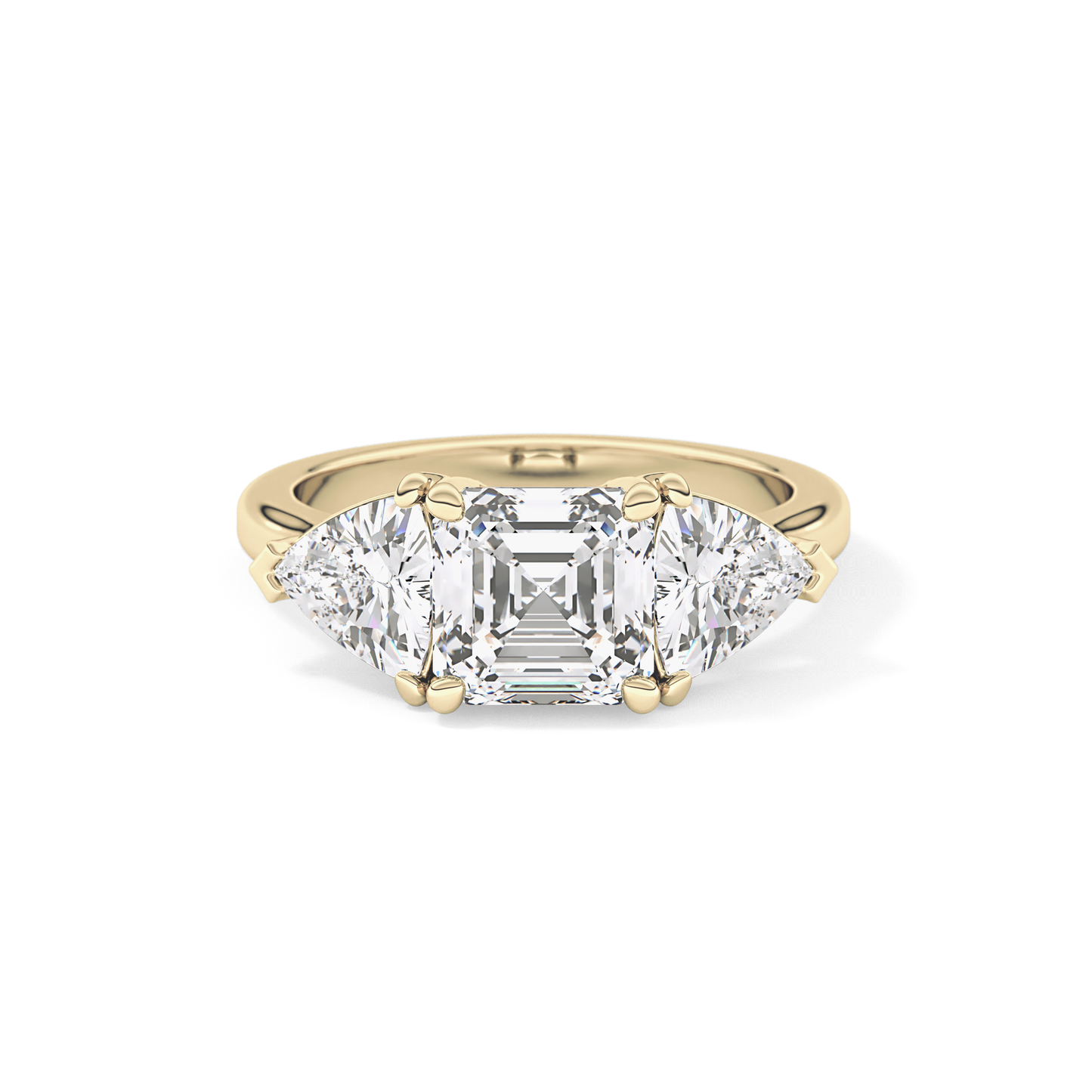 Emerald Three Stone Lab Grown Diamond Engagement Ring