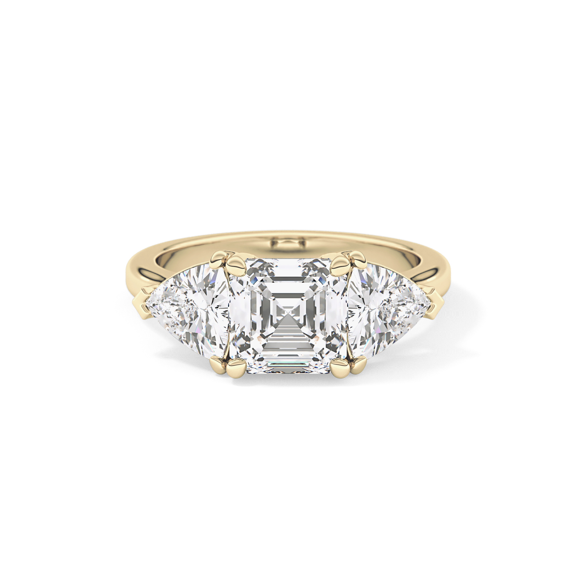 Emerald Three Stone Lab Grown Diamond Engagement Ring