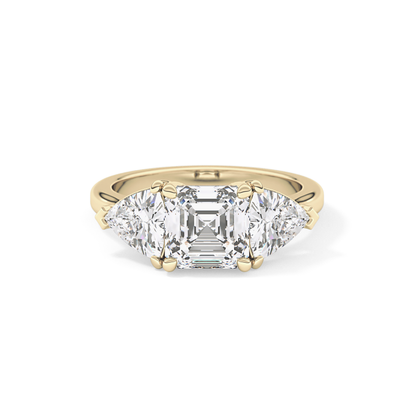 Emerald Three Stone Lab Grown Diamond Engagement Ring