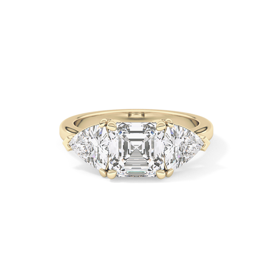 Emerald Three Stone Lab Grown Diamond Engagement Ring