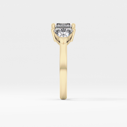 Emerald Three Stone Lab Grown Diamond Engagement Ring