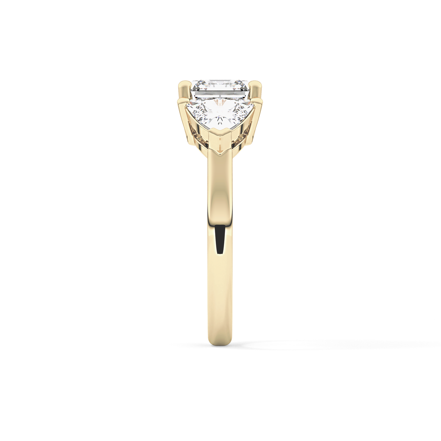Emerald Three Stone Lab Grown Diamond Engagement Ring