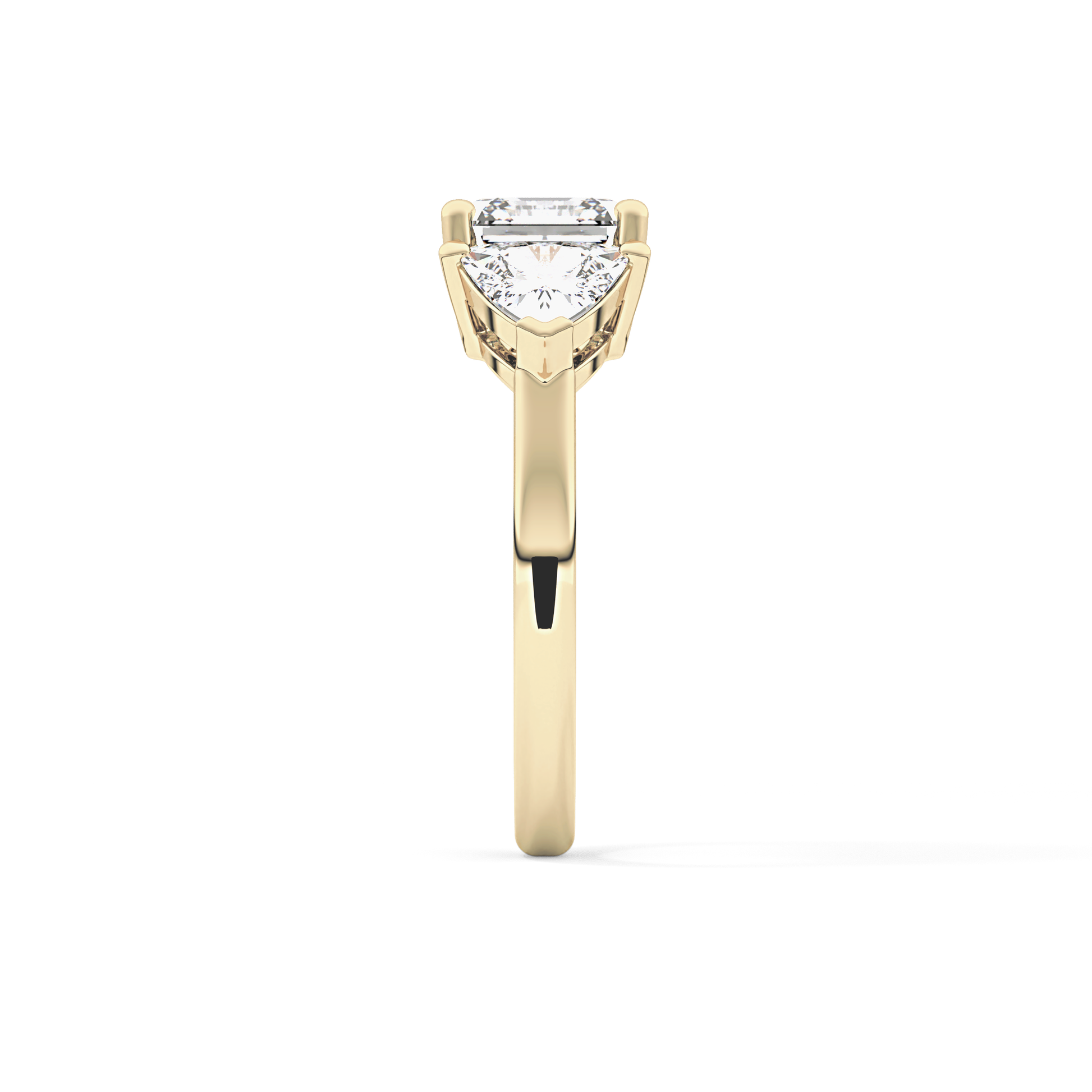 Emerald Three Stone Lab Grown Diamond Engagement Ring