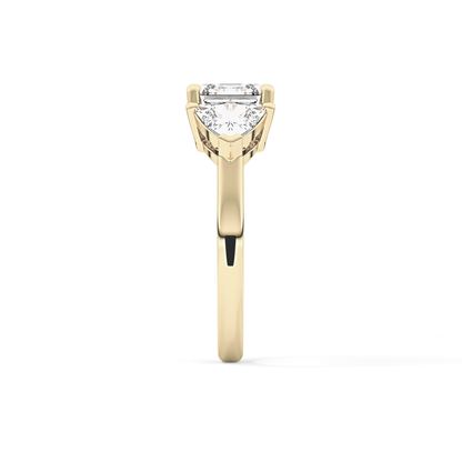 Emerald Three Stone Lab Grown Diamond Engagement Ring