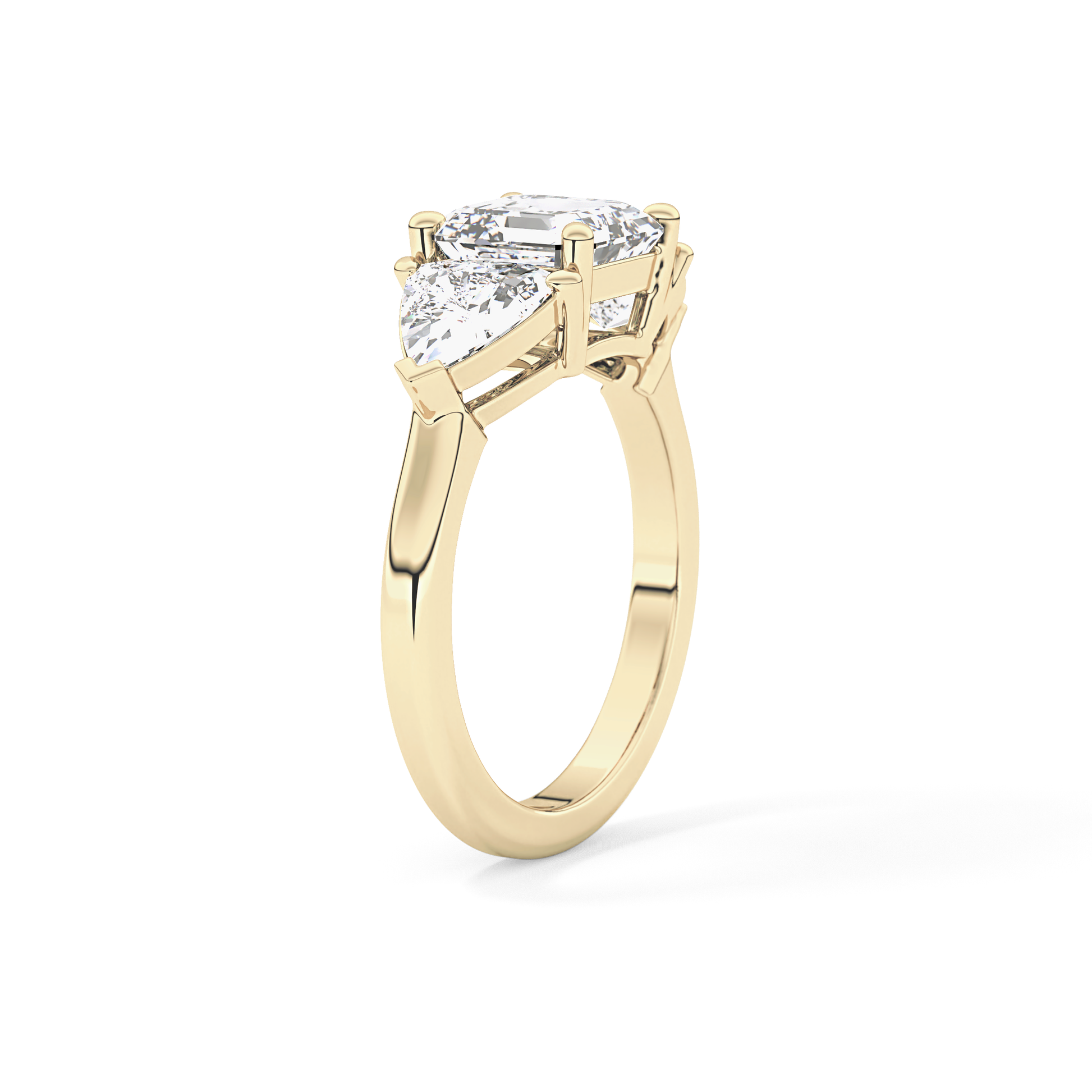 Emerald Three Stone Lab Grown Diamond Engagement Ring